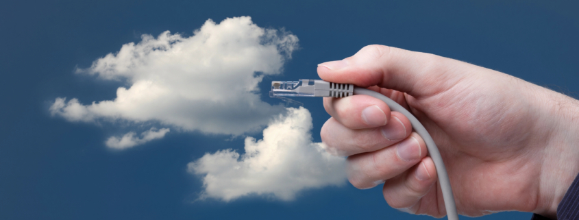 Hybrid Communication Solutions illustration showing secure and scalable IT infrastructure integration