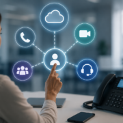 unified communications for business teams.png Employee accessing phone, video, cloud, team, and support communication tools