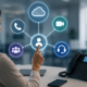 Employee accessing phone, video, cloud, team, and support communication tools